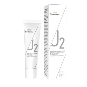 J2 BrowXenna Oxygen Molecular Innovation Clear Shade Diluter tube and box.