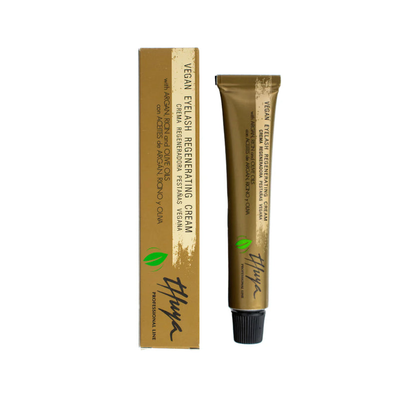 Thuya Vegan Eyelash Regenerating Cream restores and nourishes lashes with vegan ingredients, including argan, castor, and olive oils.