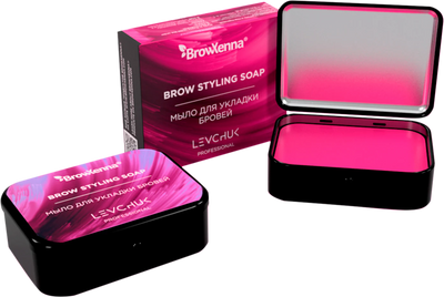 Brow styling soap package with both closed and opened box displayed