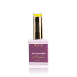 LLBA Lemon Lollipop Gel Polish bottle with a gold cap on a light background.
