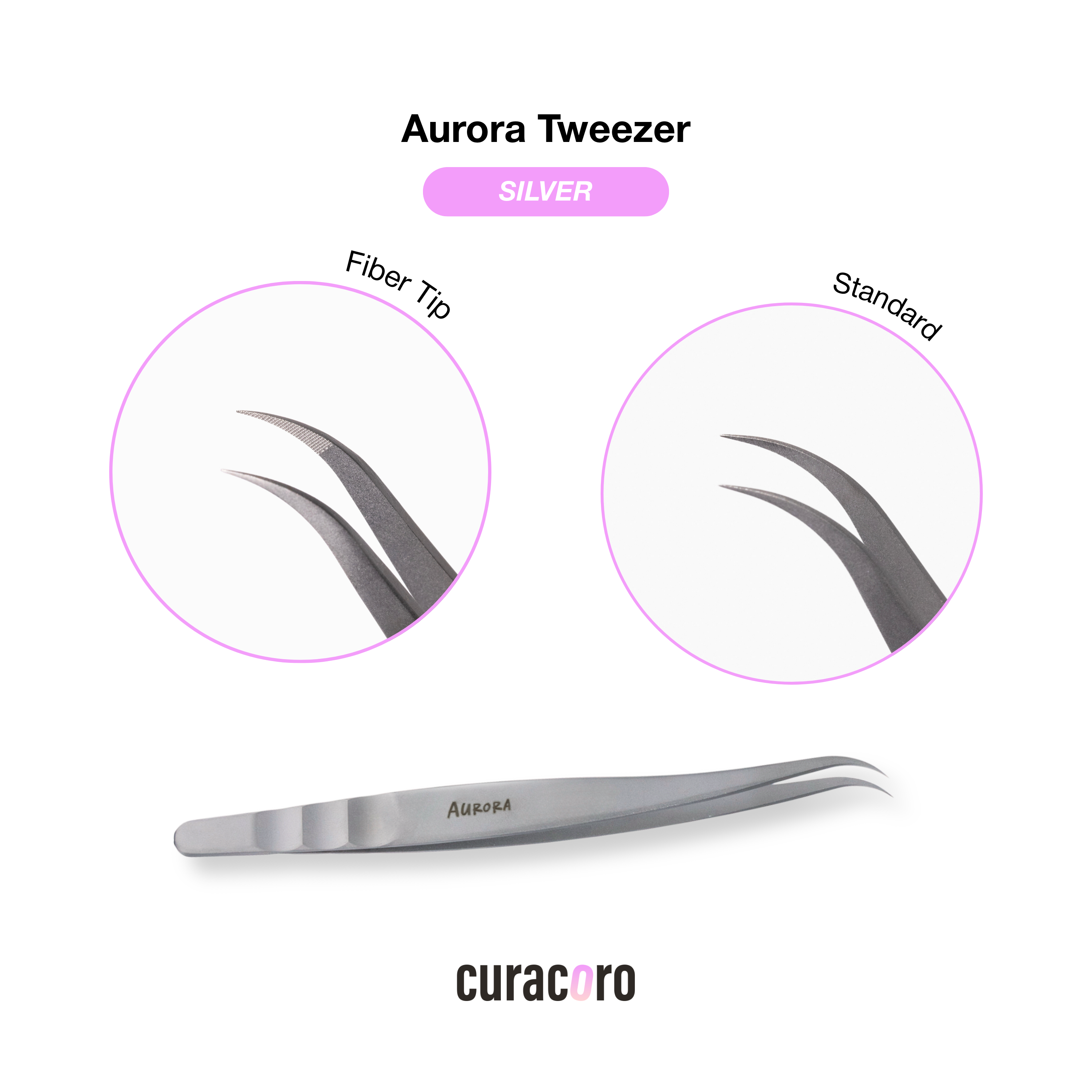 Aurora Fine-Tipped Tweezer – Precision Lash Tool for Anime Spikes | Curacoro