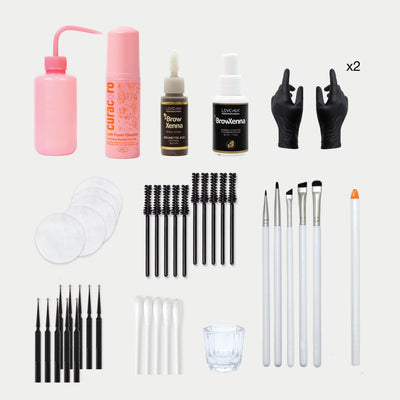 Brow Henna Training Kit Products Over White Background