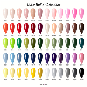 Color Buffet 60 - Solid Gel Nail Collection (60 Shades / 15ml Each)