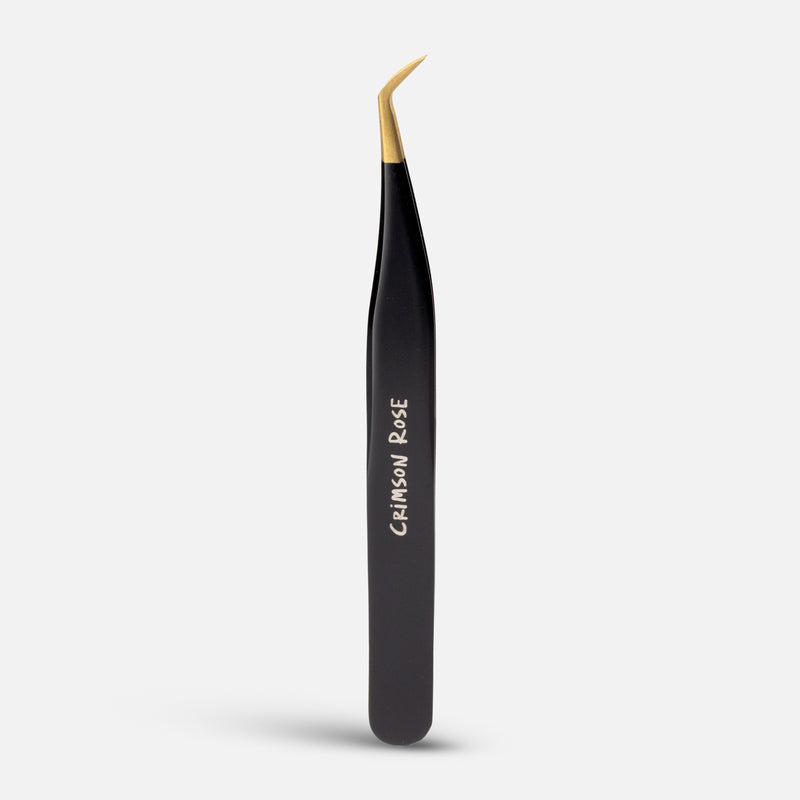 45° Angle Pre-fan Short Tip Tweezer – Crimson Rose