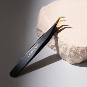 45° Angle Pre-fan Short Tip Tweezer – Crimson Rose