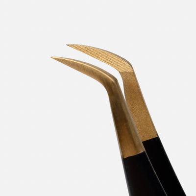 45° Angle Pre-fan Short Tip Tweezer – Crimson Rose
