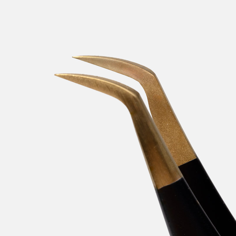 45° Angle Pre-fan Short Tip Tweezer – Crimson Rose