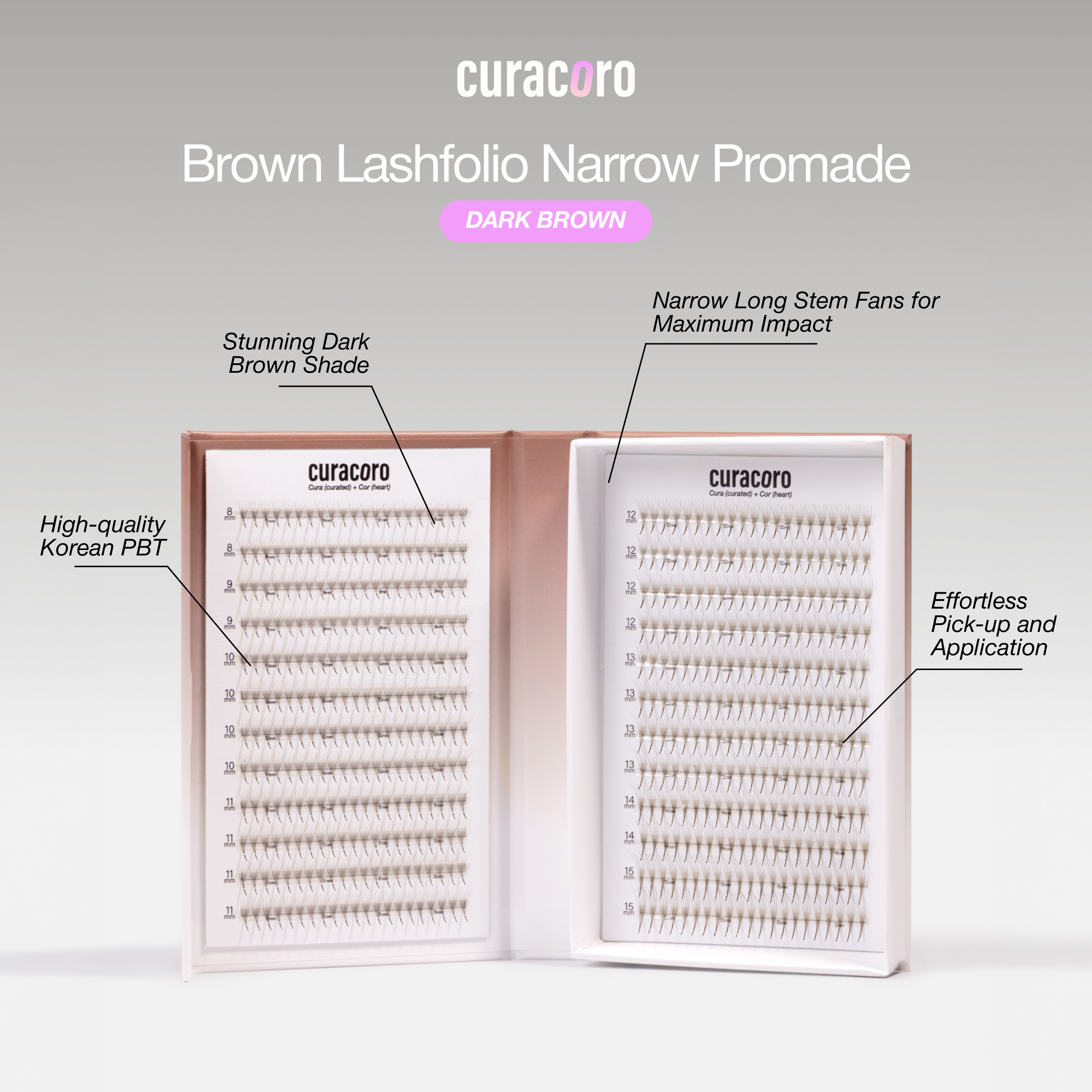 Dark Brown Lashfolio Narrow Promade Fans 5D (504 fans)