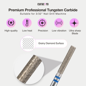 Cuticle Nail Drill Bit – Diamond Bit 2.3 × 12 mm (Flat Barrel) - Medium/Fine