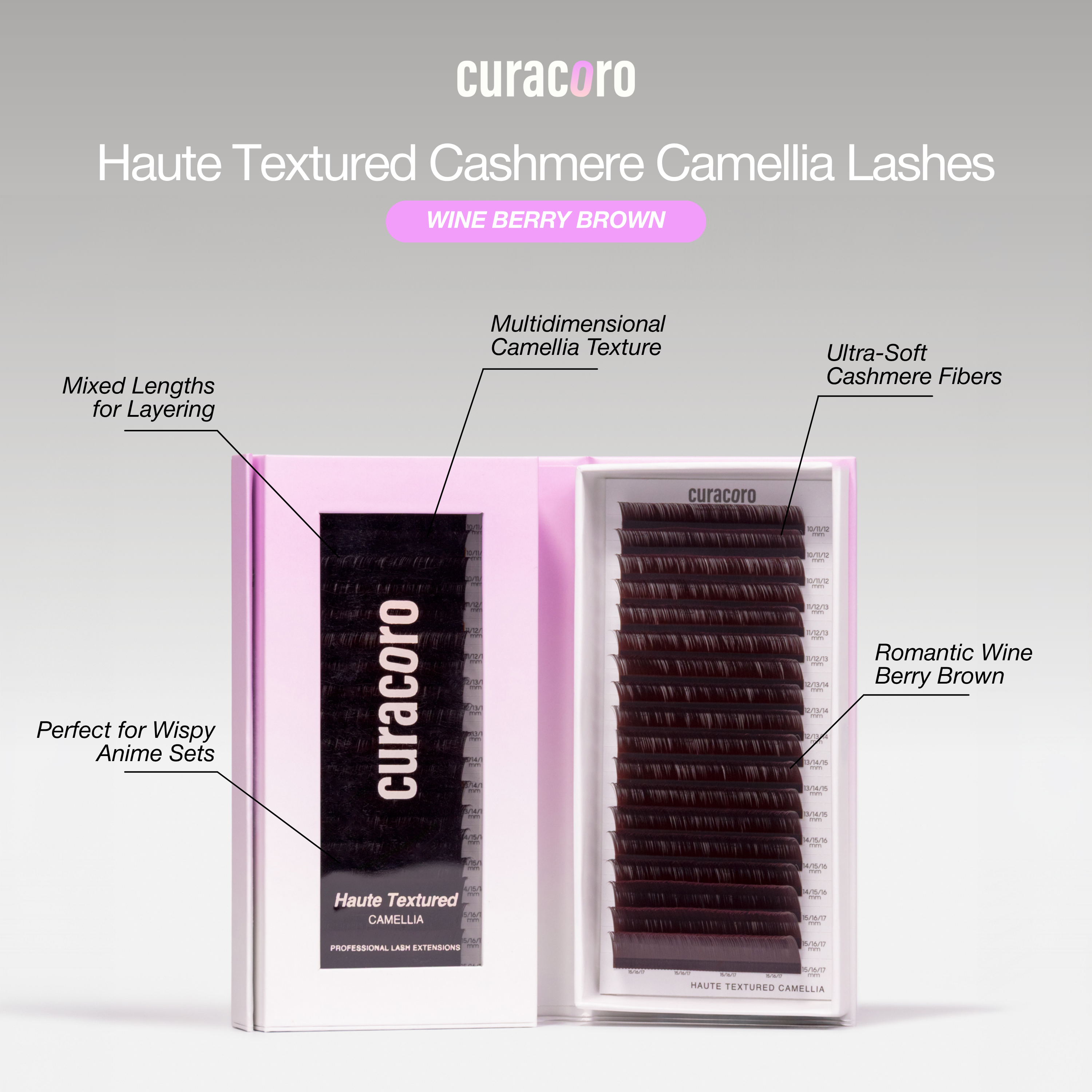 Haute Textured Cashmere Camellia Lashes 0.07 - Wine Berry Brown (Cashmere material)