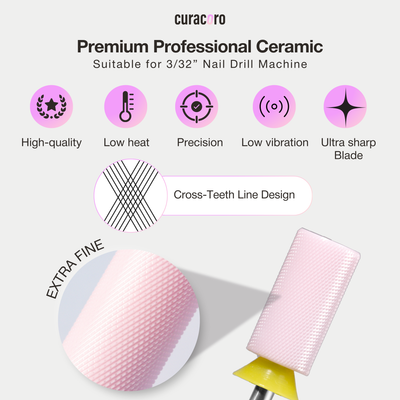 Ceramic Nail Drill Bit - Large Barrel Bits - Chamfer - Extra Fine 3/32"