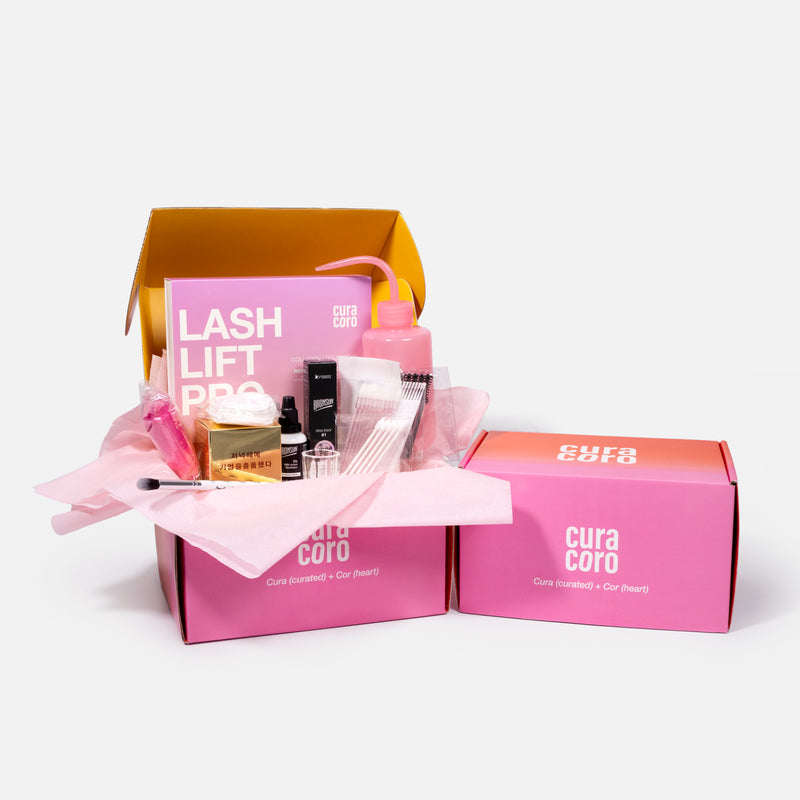 Lash Lift and Tint Training Kit Box Open Over White Background