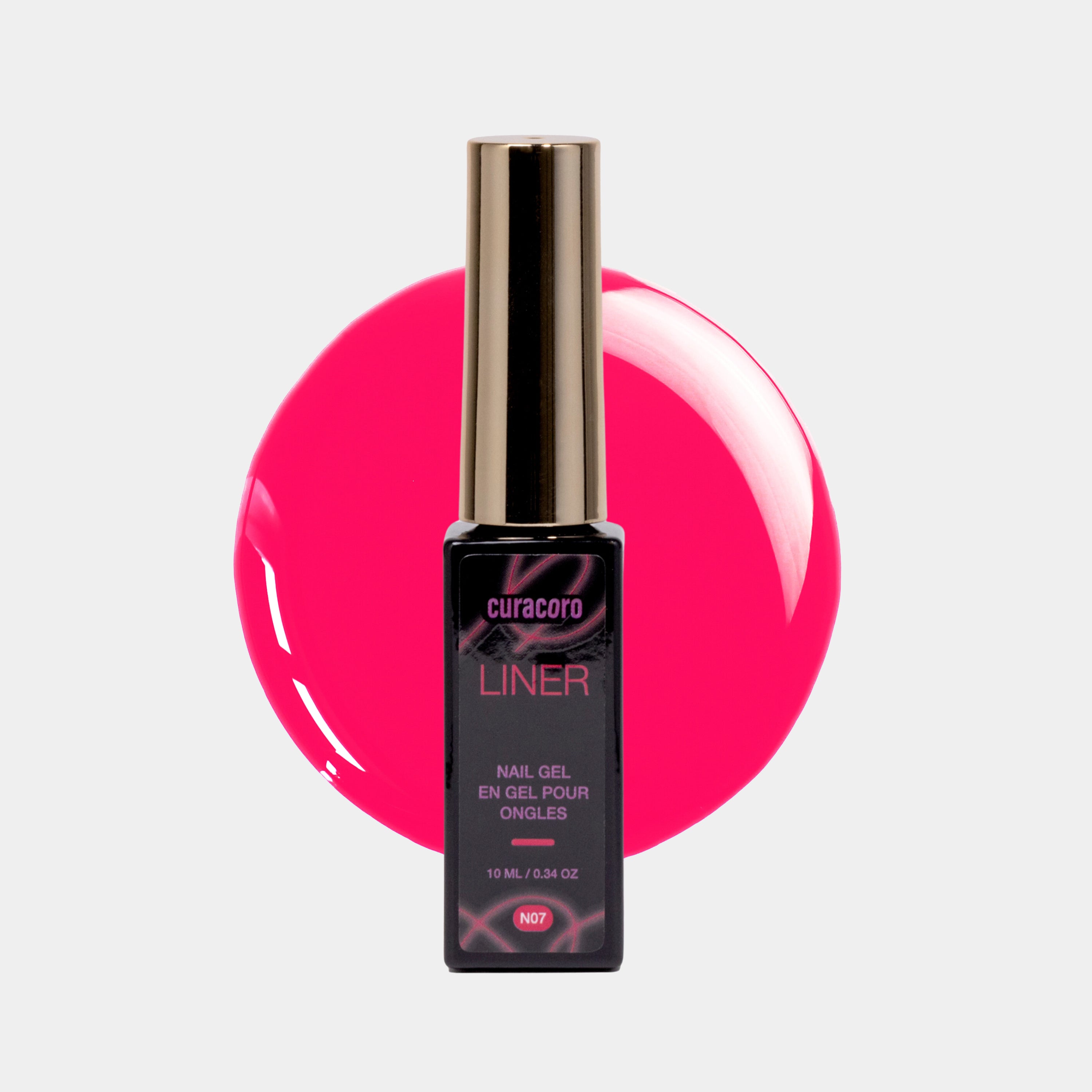 Midnight Glow Collection – Liner Nail Gel N07 Bottle & Drop Over Light Background