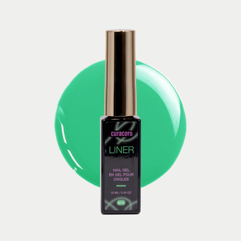 Nail Liner Gel - N10: Mint Midnight Bottle Over White Background