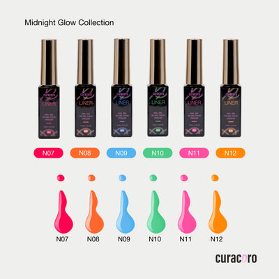 Midnight Glow Collection – Liner Nail Gel Colour Chart