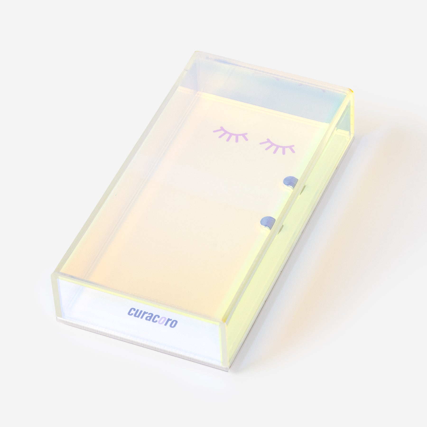 Curacoro magnetic lash tile with holographic cover, designed for organizing lash extensions.