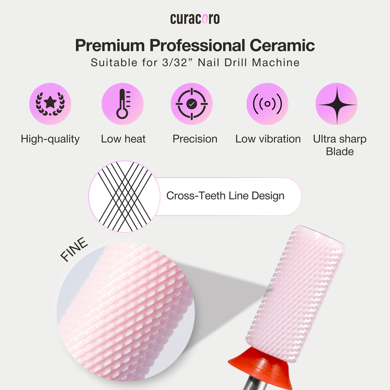 Ceramic Nail Drill Bit - Small Barrel Bit – Chamfer - Fine 3/32"