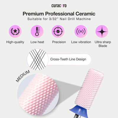 Ceramic Nail Drill Bit - Small Barrel Bit – Chamfer - Medium 3/32"