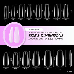 Curacoro Natural Soft Gel Tips - Coffin