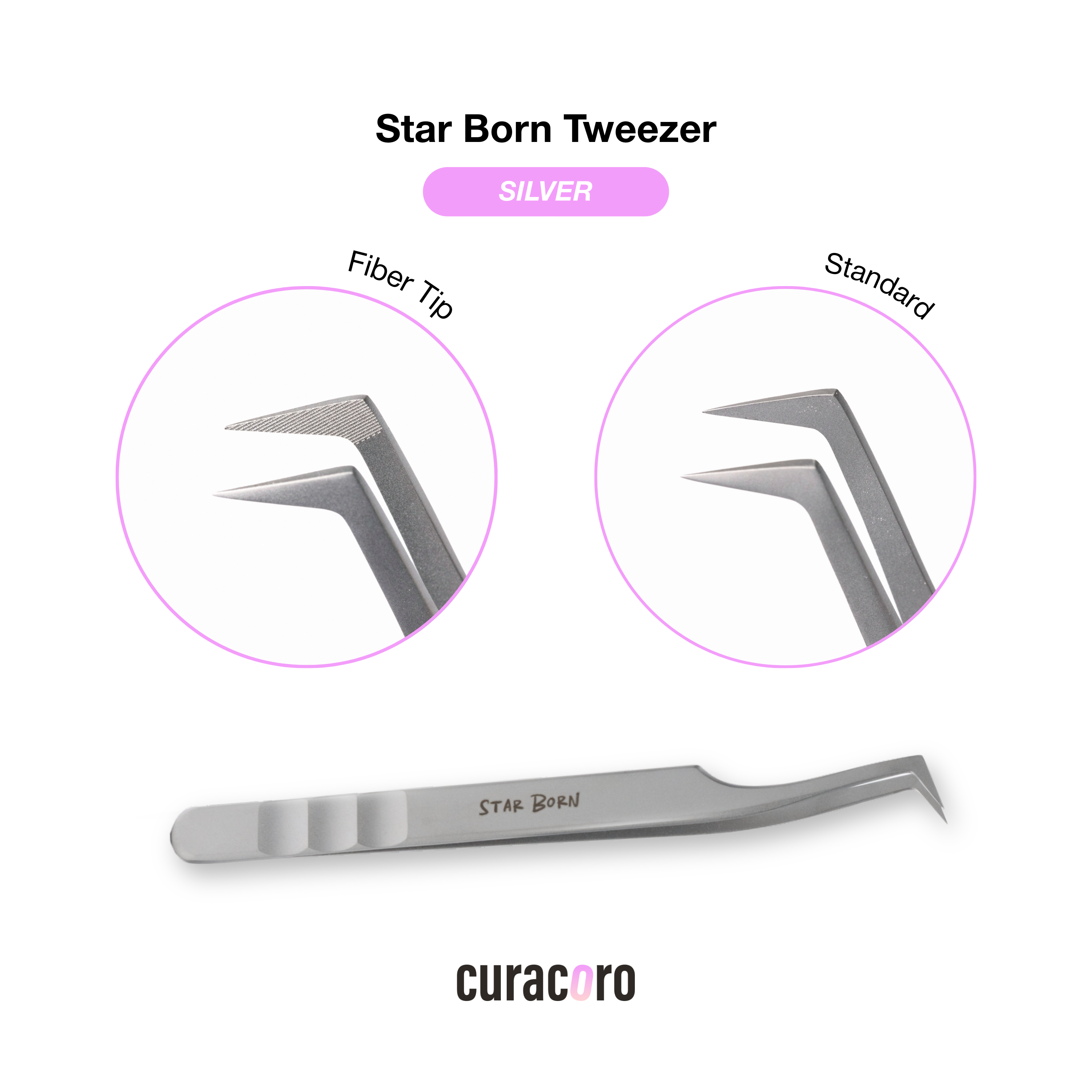 StarBorn L-Shaped Tweezer – Textured Volume Lash Tool | Curacoro