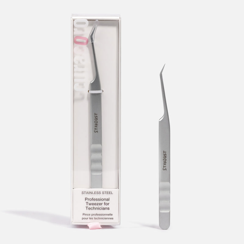 StarDust 40° Lash Tweezer – Boot-Curved Hybrid for Promades | Curacoro