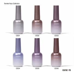 Set of Curacoro nail polish bottles in various shades with &