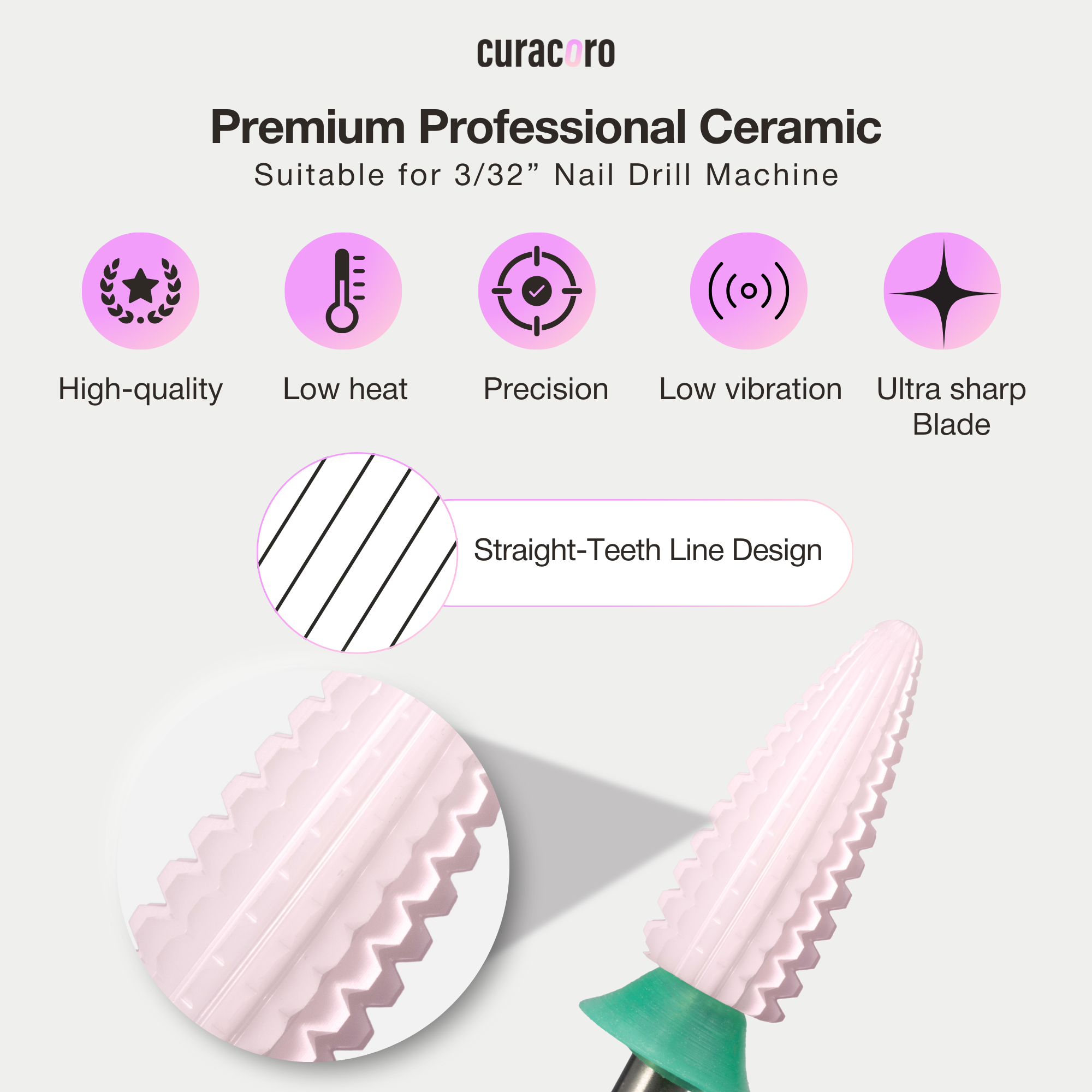 Ceramic Nail Drill Bit - Typhoon Bit – 2 Way – Coarse, 3/32"