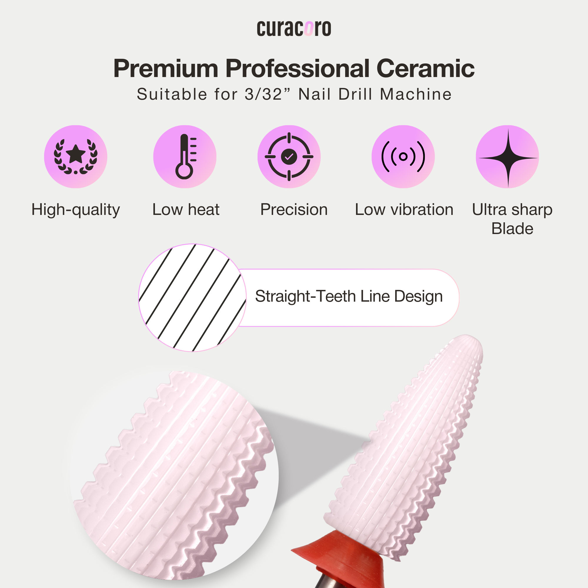 Ceramic Nail Drill Bit - Typhoon Bit – 2 Way – Fine, 3/32"
