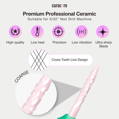 Ceramic Nail Drill Bit - Under Nail Cleaner Bit – Coarse, 3/32"