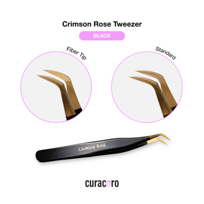 45° Angle Pre-fan Short Tip Tweezer – Crimson Rose