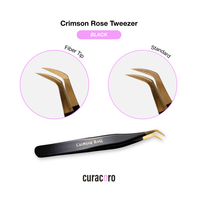45° Angle Pre-fan Short Tip Tweezer – Crimson Rose