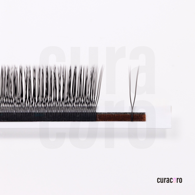 Narrow YY Lashes – Compact 2D Volume Fans for Hybrid & Classic Sets | Curacoro