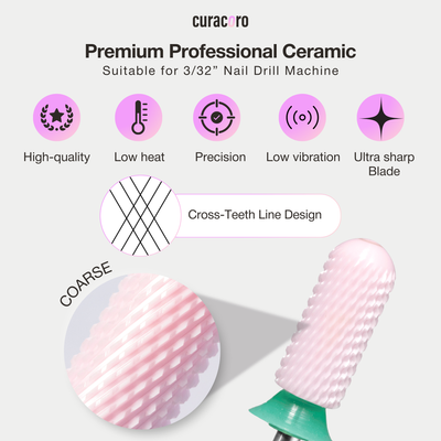 Ceramic Nail Drill Bit - Small Barrel Smooth Top Bit – Coarse 3/32"