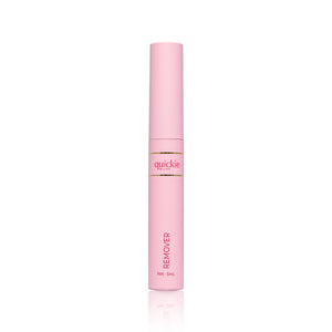 Pink tube of Quickie by LLBA Remover, 5 mL, over a white background. 