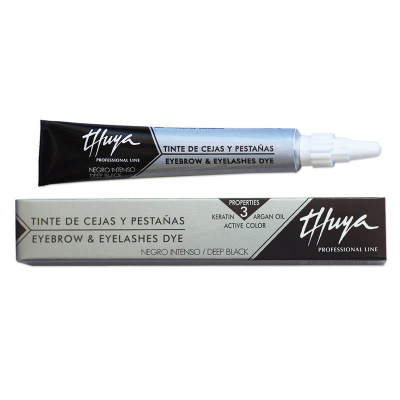 Thuya Eyebrow & Eyelash Dye in Deep Black delivers a bold and intense color for enhancing brow and lash definition.