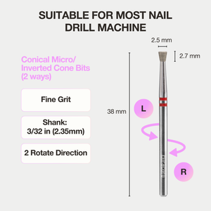 Cuticle Nail Drill Bit – Diamond Bit 2.5×2.7mm (Conical Micro / Inverted Cone) – Fine