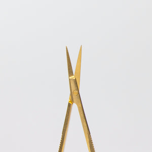 Gold Eyebrow Scissors with tip close up.