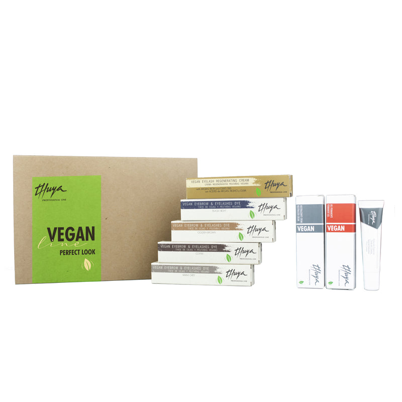 Thuya Vegan Line Perfect Look Kit offers a comprehensive selection of vegan eyebrow and eyelash dyes and treatments for a flawless finish.