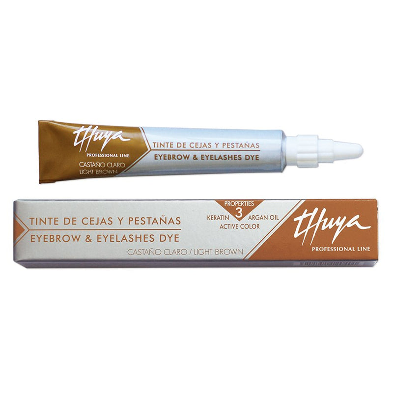 Thuya Light Brown Dye creates soft, natural tones for brows and lashes, perfect for a subtle, enhanced look.