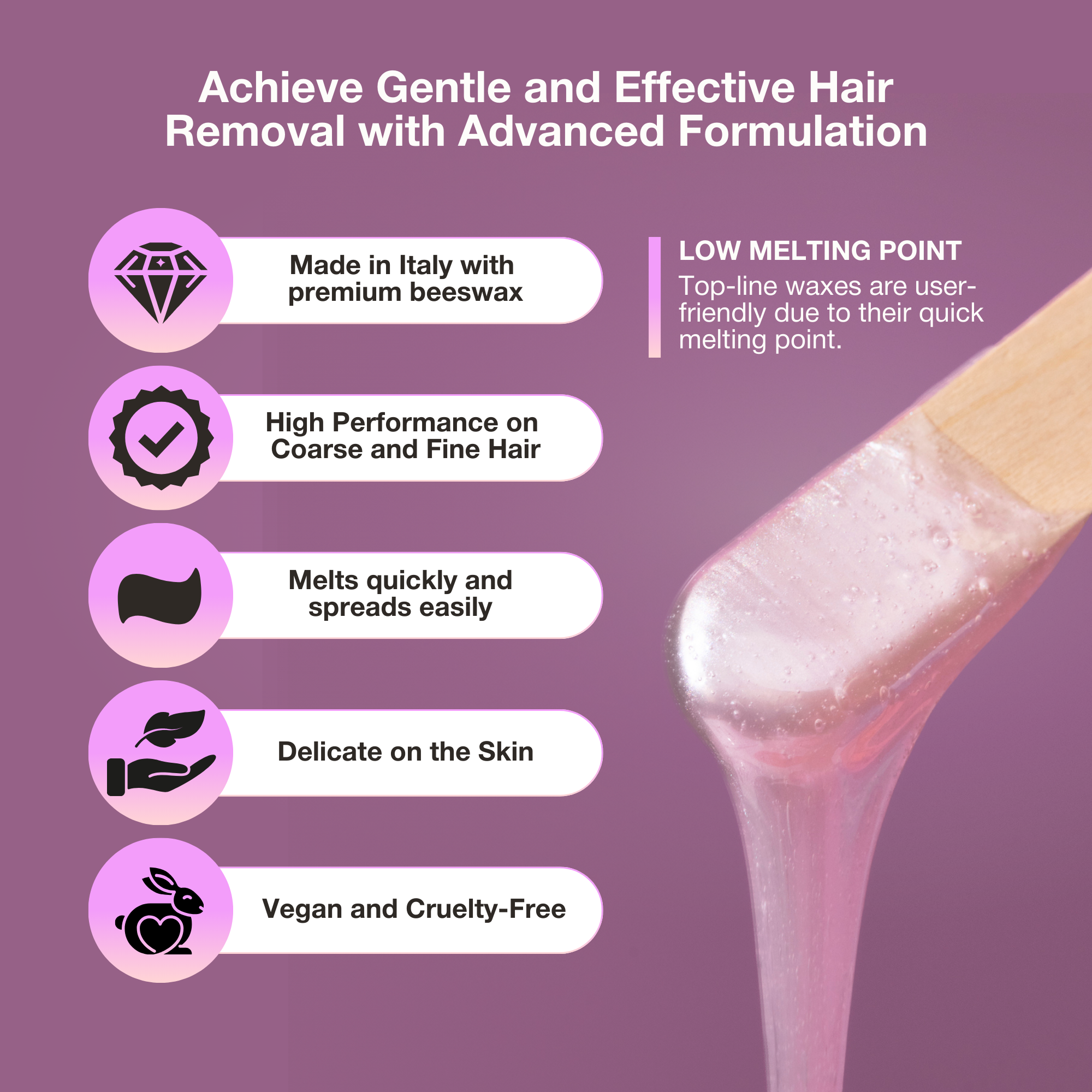 Curacoro Italian Hard Wax Beans - Extra Crystal - Mauve Jasmine (200g)