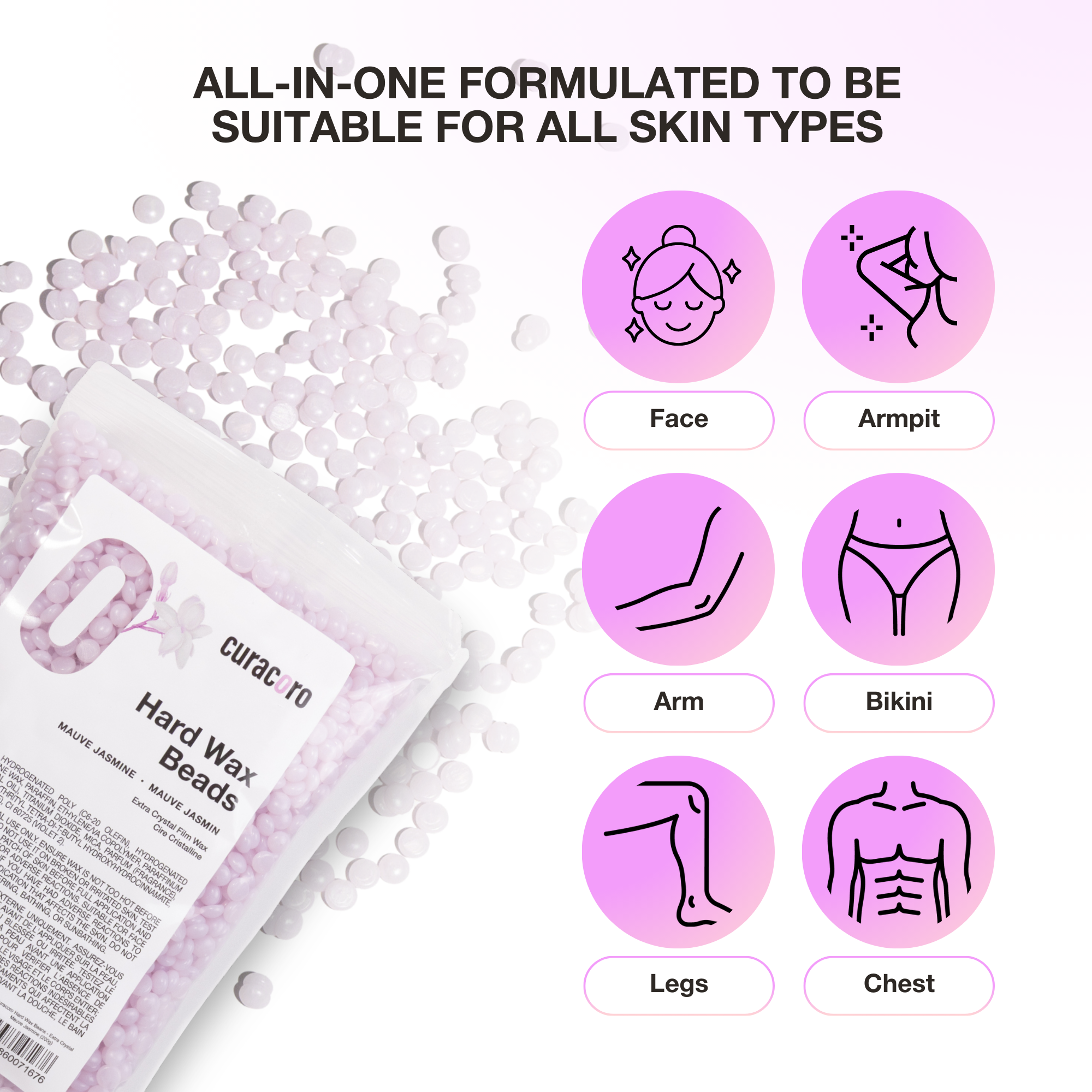 Curacoro Italian Hard Wax Beans - Extra Crystal - Mauve Jasmine (200g)