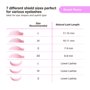 7 different shield sizes perfect for various eyelashes