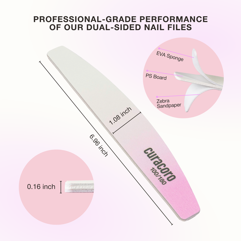 Limas de uñas de doble cara - Calidad profesional | Paquete de 10