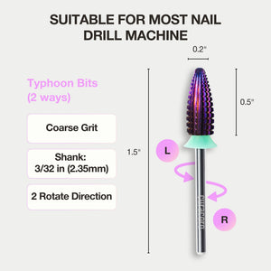Nail Drill Bit - Typhoon Bits (2way) - (Coarse) - 3/32"