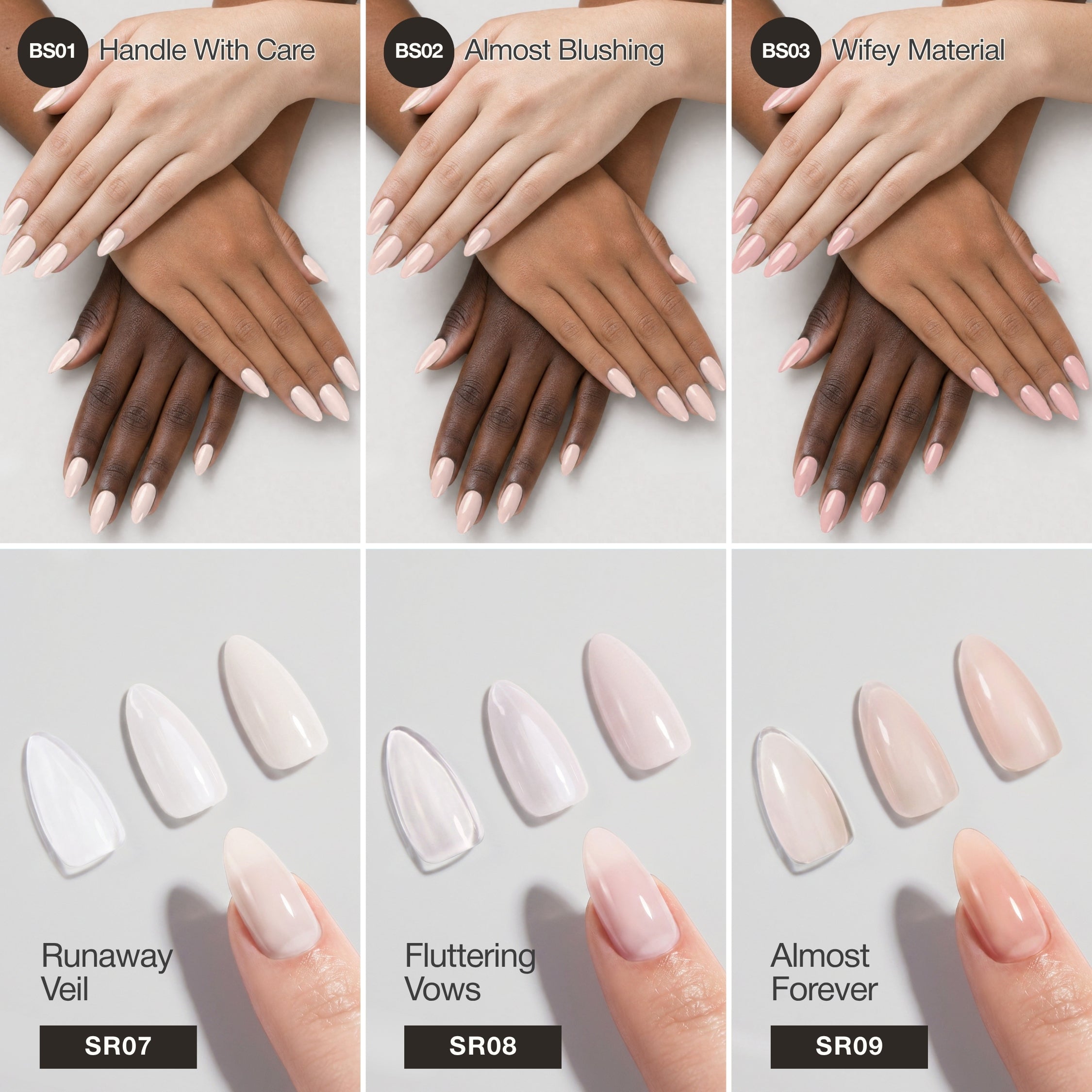 Bare Beauty Collection - Solid and Syrup Color Gel Nail Collection (6 Shades / 15ml Each)