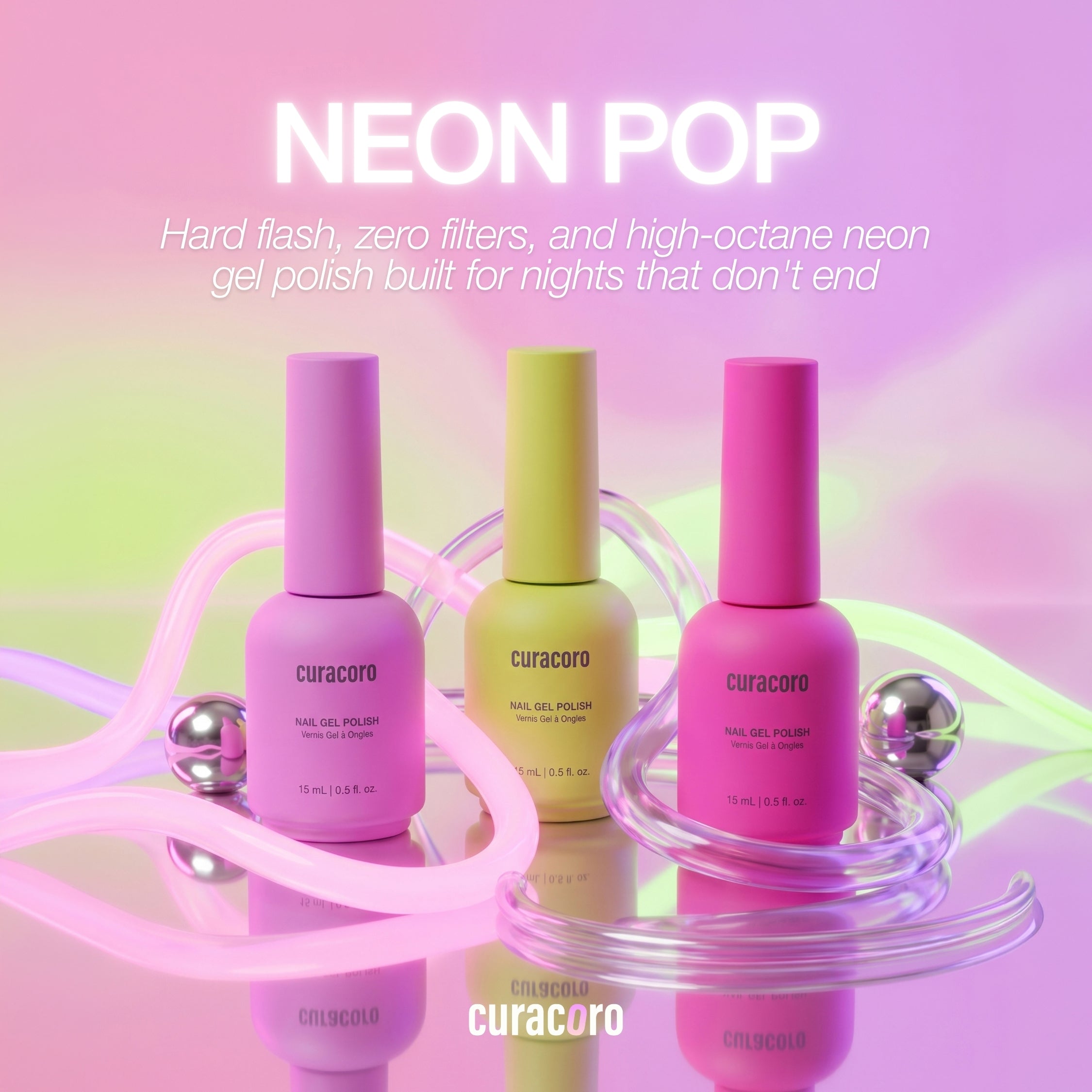Neon Pop - Solid Gel Nail Collection (6 Shades / 15ml Each)