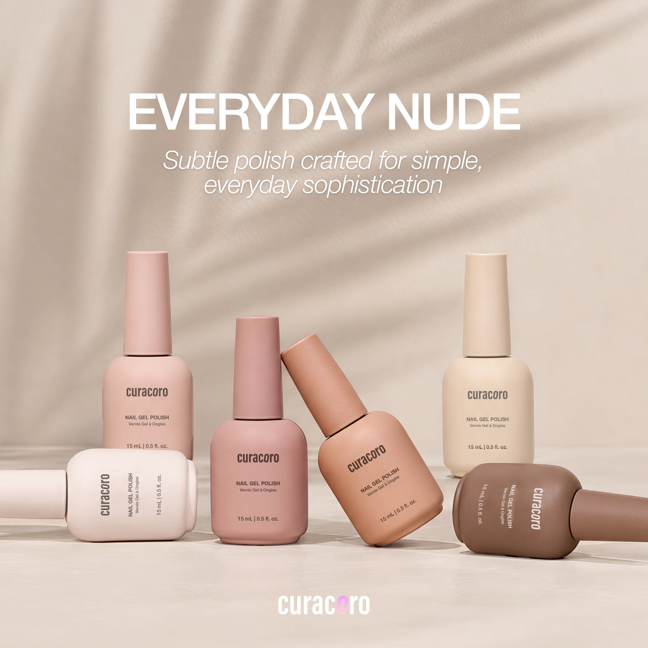 Everyday Nude - Solid Color Gel Nail Collection (6 Shades / 15ml Each)