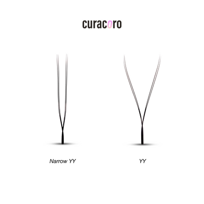 Narrow YY Lashes – Compact 2D Volume Fans for Hybrid & Classic Sets | Curacoro
