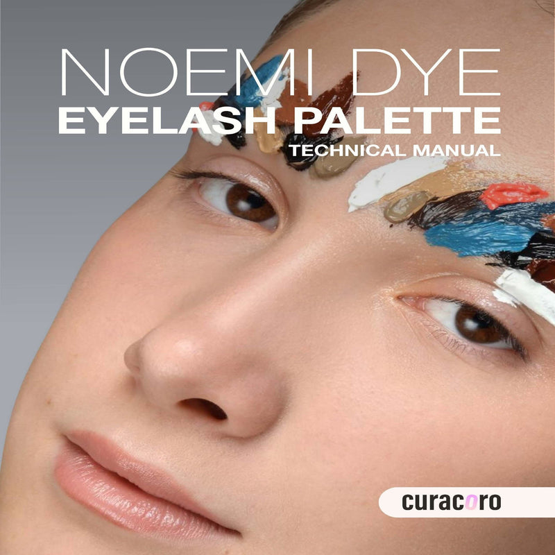 Noemi Dye Eyelash Palette Technical Manual cover featuring a close-up of a model&