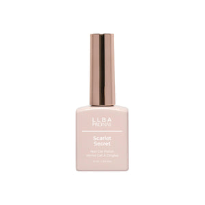 LLBA Scarlet Secret Gel Polish bottle on a light background.